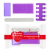 Aaaren 4-Piece Pedicure Kit, 25kits/boxes, Individually-Packed, Purple Pumice Pad, Zebra Wood Nail File 80/100 Grit, Purple Mini Buffer 80/100 Grit, Purple Toe Seperator