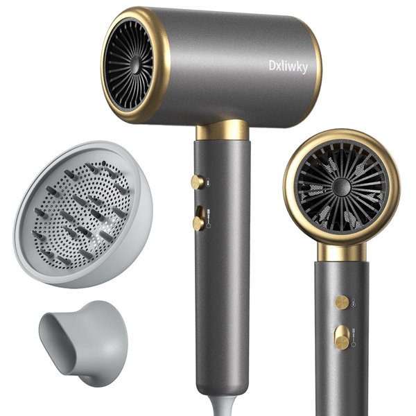 Professional Ionic Hair Dryer Blow Dryer 1875W with Diffuser and Concentrator, Constant Temperature Hair Care,Fast Drying Low Noise for Home Salon Travel (Space Silver)