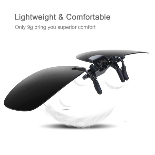 Besgoods Black Grey Polarized Clip-on Sunglasses Flip up Glasses Plastic Lenses Cycling Sport Outdoor Driving Fishing