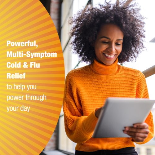 Contac Cold & Flu Medicine, Powerful, Multi-Symptom Relief for Pain, Fever, Sore Throat, Body Aches, Sneezing, Runny Nose & Cough, 24 Count Liquid Gels