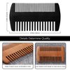 Kootinn Wooden Beard Comb Kit, Dual Action Fine & Coarse Teeth, Wood Color and Black Pocket Comb for Beards & Mustaches & Hair Grooming Care (2 Pack)