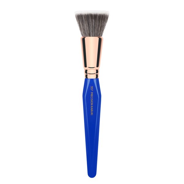 Bdellium Tools Professional Makeup Brush - Golden Triangle 957 Precision Kabuki - With All Vegan and Soft Synthetic Fibers, For Versatile Application (Blue, 1pc)