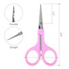 Humbee Eyebrow Scissors, Small Scissors for Facial, Nose, Eyebrow, Mustache, and Beard Hair Trimming & Grooming, Straight Edge, Pink Long Cap