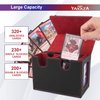YAXAZA MTG Deck Box with Commander Display Window, Fits 200+ Double-Sleeved Cards, Strong Magnetic PU Leather CardDeck Case with 2 Dividers, 1 Toploader, and Dice Tray(Black & Red)