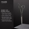 Fromm Professional Invent 7.25" Precision Scissors Over Comb Cutting Barber Shears in Gunmetal Heat Treated Steel Scissors with Opposing Handle, Beveled Blade, Smooth Edge for Crisp Lines