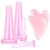 4 Pieces Facial Cupping Chinese Silicone Massage Cup Vacuum Suction Cupping Cup Guasha Tool, 2 Pcs Gua Sha Massage Tool Facial Tool Heart Shape Guasha Scraping Board for Face Eyes Neck Back (Pink)