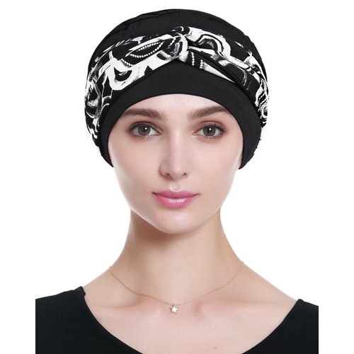 Long Band Head Wrap for Chemo Hair Loss Girls White Black