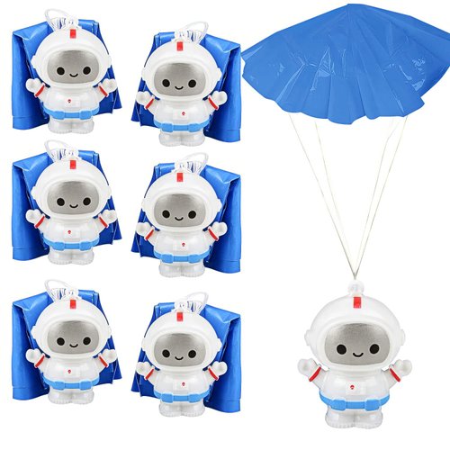 ArtCreativity Mini Astronaut Paratroopers with Parachutes, Bulk Pack of 24, Durable Plastic Parachute Toys Playset, Fun Parachute Party Favors, Goodie Bag Fillers for Boys and Girls