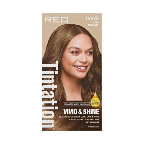 Red by Kiss Tintation Vivid & Shine Permanent Hair Dye – High Lift Formula with Argan Oil & Vitamin E, Bonding Complex, Sulfate & Ammonia Free, 100% Gray Coverage, Lasts 12+ Weeks (Ash Brown)