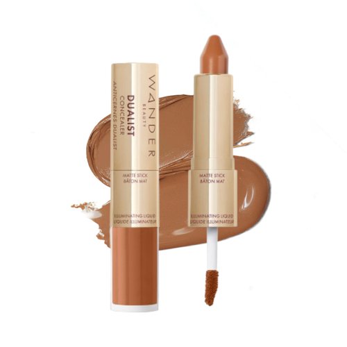 Wander Beauty Dualist Matte and Illuminating Concealer Makeup - Rich Deep - Dual-Ended Matte Concealer Stick + Liquid Concealer - Full Coverage Concealer Brightens & Hydrates Under Eyes - 0.28 fl oz