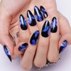 GLAMERMAID Press on Nails Almond,Black Gel False Nails with Butterfly Design,24 PCS Glue on Nails,Reusable Acrylic Stick on Nails Tips Manicure Set for Women,Night Butterfly