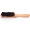 GranNaturals Boar Bristle Slick Back Hair Brush - Soft/Medium Smoothing Hairbrush to Style, Polish, & Lay Hair Down Flat to Create a Sleek Frizz Free Hairstyle for Women and Men - Wooden Handle