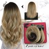 Moresoo Seamless Clip in Hair Extensions Human Hair Balayage Real Hair Clip in Extensions Ombre Brown to Light Brown with Golden Blonde Seamless Hair Extensions Clip in Human Hair 22inch 7pcs 120g