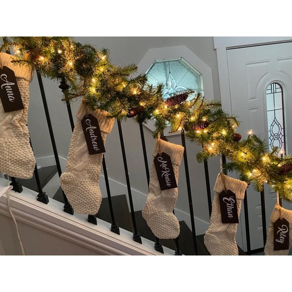Personalized wood Christmas stacking name Tag, Wooden Christmas Ornament. Family keepsake or special family gift