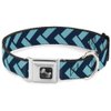 Buckle-Down Jagged Chevron Navy/Turquoise Dog Collar Bone, Wide Small/13-18"
