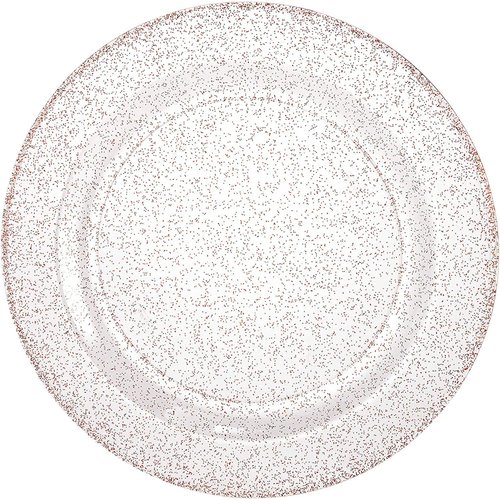 Lillian Collection Glitter Rose Gold Premium Round Appetizer Plates - 7.5" (Pack of 10) - Perfect for Weddings, Parties & Events