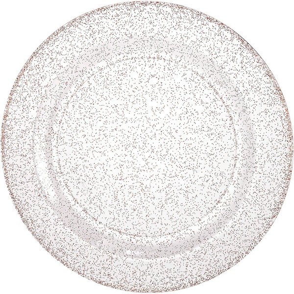 Lillian Collection Glitter Rose Gold Premium Round Appetizer Plates - 7.5" (Pack of 10) - Perfect for Weddings, Parties & Events