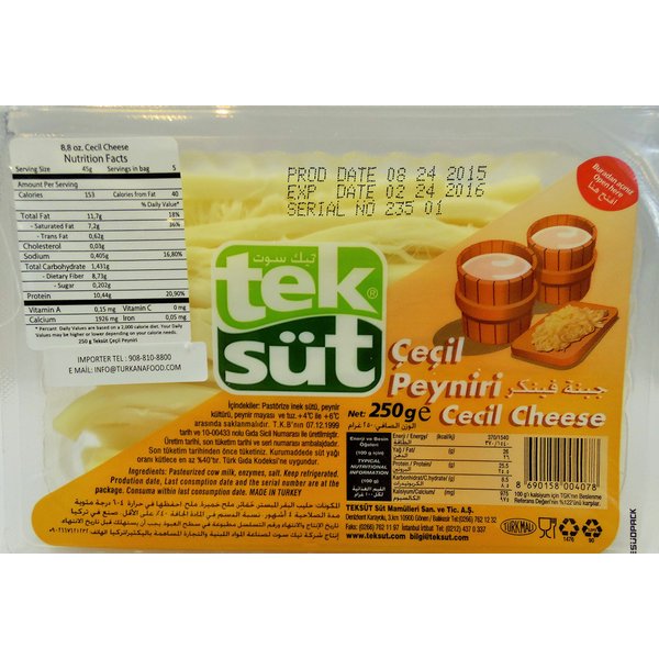 Teksut Cecil Cheese 250 Gr - 8.8 Oz