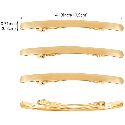4 Pcs Metal Hair Clips French Hair Barrettes Flat Spring Clamps Strong Hold Vintage Hair Clips Snap Hair Accessories for Women Girls (Gold)