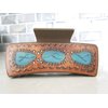 Generic Long brown faux leather effect turquoise blue native tribal hair claw clip