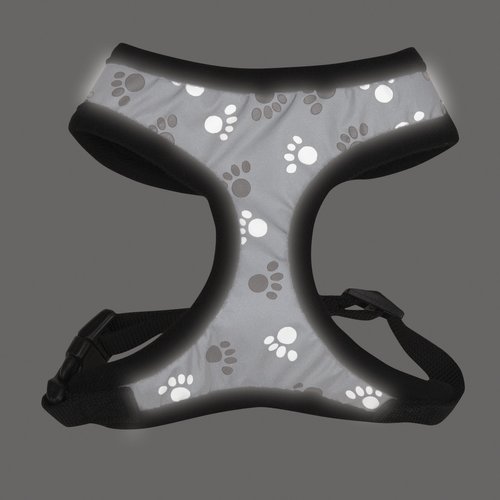 Casual Canine Reflective Pawprint Dog Harness, Small, Black