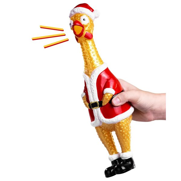 Animolds Squeeze Me Christmas Chicken- Hilarious Screaming Rubber Chicken Toy for Kids Novelty Squeaky Toy | The Perfect Stocking Stuffers for Kids and Adults (2-Pack)
