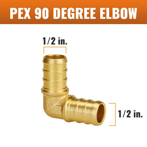 SUNGATOR Pex Fittings 1/2 Inch, 25-Pack 1/2" Pex 90 Degree Elbow, No Lead Brass, 1/2 Inch Pex Fittings For Pex Pipe