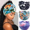 VFlowee Women Boho Headbands Wide Bandeau Knot Turban Boho Print Headband Bandana Elastic Non-slip Head Wrap Stylish Workout Hair bands (b)