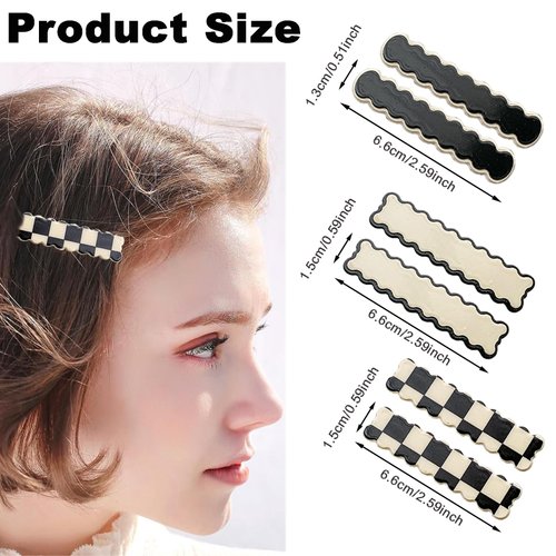 SHEHARUHI 18 PCS Acrylic Cute Checker Hair Clips, Simple Geometric Duckbill Clips, Korean Styling Minimalist Hair Barrettes for Women and Girls Hair Accessories(Black and White)