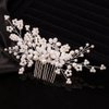 Teyglen Flower Bride Wedding Hair Comb Bridal Pearl Crystal Hair Side Comb Floral Rhinestone Hair Pieces for Bride Headpieces Hair Accessories for Women Girls