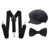 Kids Boys Suspenders and Bow Tie Set 1920s Great Gatsby Gangster Newsboy Hat Cap Costume Accessories