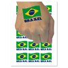 Brazil with Waving Flag Cute Temporary Tattoo Water Resistant Fake Body Art Set Collection - 15 2" Tattoos (1 Sheet)