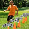Traffic Cones with Racing Checkered Flags-8 Traffic Cones With Hole on Top, 16 Checkered Flags, Race Car Birthday Party Supplies, Table Centerpiece Decorations, Kids Gift (24PCS)