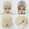 BTWTRY White Color Synthetic Lace Front Wigs Short Hair Style Heat Resistant Fiber Bob Wig for Black Women Middle Part Cosplay Wig (12inch, Snow White)