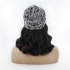 OYSRONG Long Black Color Curly Headband Afro Wig With Black/white Hair Cap Attached Wavy Wigs With Turban Head-wrap Wig