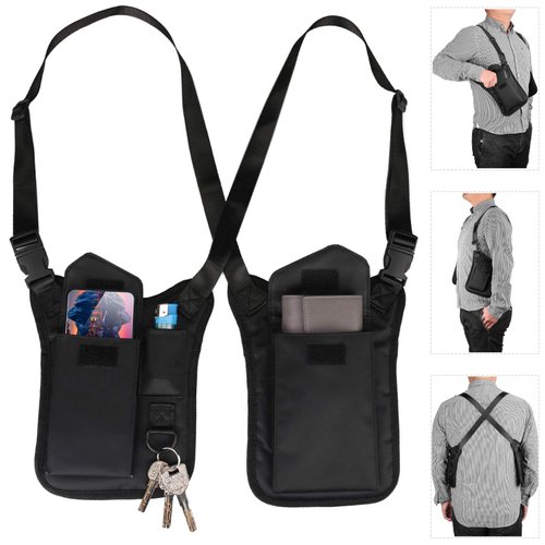 Neween Anti-Theft Hidden Underarm Shoulder Bag, Upgraded Shoulder Holster Storage with Pack Pocket, Multipurpose Men/Women Safety Double Shoulder Armpit Tactical Bag for Outdoor (Different Pocket)