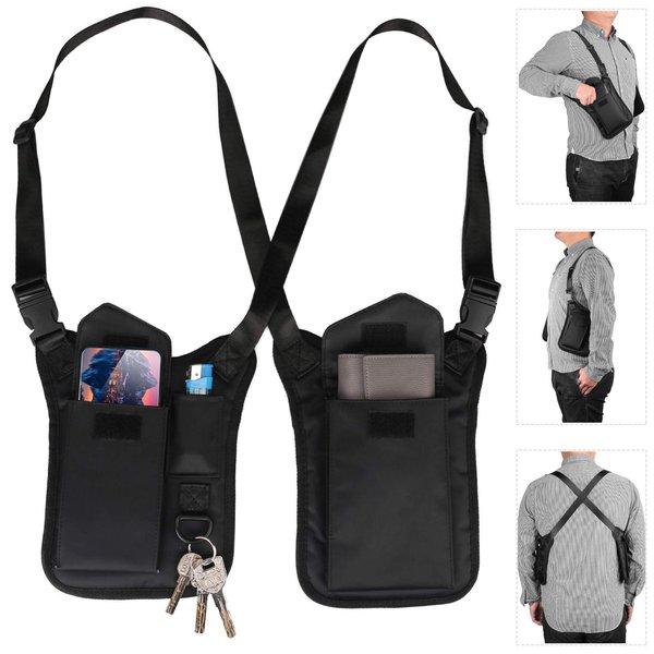 Neween Anti-Theft Hidden Underarm Shoulder Bag, Upgraded Shoulder Holster Storage with Pack Pocket, Multipurpose Men/Women Safety Double Shoulder Armpit Tactical Bag for Outdoor (Different Pocket)