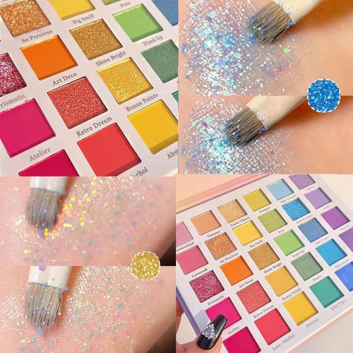 30 Color Rainbow Eyeshadow Palette Highly Pigmented Mattes Glitter Shimmers Eye Shadow Palettes Blendable Long Lasting Waterproof Colorful Professional Makeup Palette Gift Set