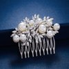 Foyte Crystal Wedding Hair Comb Pearl Bride Headpiece Silver Rhinestone Hair Piece Bridal Side Hair Accessories for Women and Girls