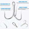 Treble Fishing Hooks,Super Sharp Solid Triple Barbed Fish Hook Strong Wide Gap High Carbon Steel Barbed Hook for Fishing Lures Baits Freshwater Saltwater (Silver 10# 125pcs)