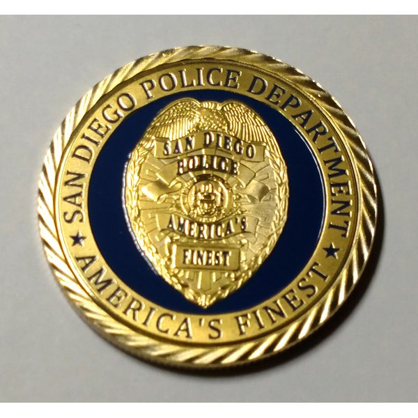 San Diego Police Department Colorized Challenge Art Coin