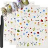 Flower Nail Art Stickers Decals 5D Embossed Engraved Nail Decals Spring Summer Nail Supplies Accessories with Nail Tweezer 3D Self-Adhesive Nail Decoration for Women Nail DIY Design(3 Sheets)