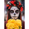 Atoden Flower Crown Day of the Dead Rose Headbands Skull Floral Crown Mexican Headpiece with Ribbon for Women Girls Black Red