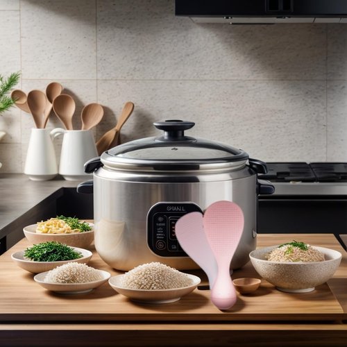 Tumbler Anti-Stick Rice Spoon - Heat-Resistant Kitchen Paddle, Stands Upright & Easy to Clean, Non-Slip Design for Rice Cookers, Pots, and Cooking Essentials (Light blue)