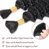YAMI Bulk Human Hair for Braiding Deep Wave Human Braiding Hair for Boho Braids Curly Braiding Hair Natural Black No Weft Hair Extensions Human Hair 2 Braids Per Pack 100g（16inch)
