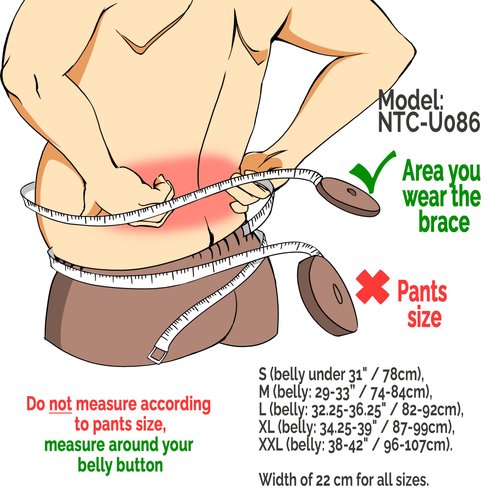 NeoTech Care Back Brace with Suspenders/Shoulder Straps - Light & Breathable - Lumbar Support Belt for Lower Back Pain - Posture, Work, Gym - Black Color (Size XXL)