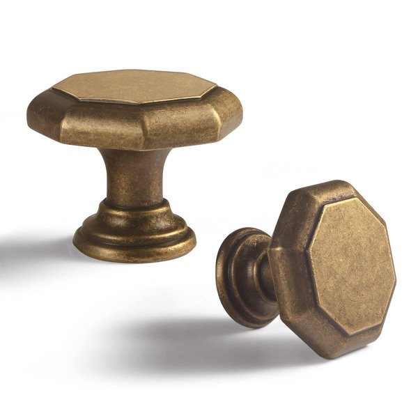 Goo-Ki Antique Brass Zinc Alloy Cabinet Knobs - 6 Pack Single Hole Center Affordable Luxury Vintage Drawer Knobs Hardware for Kitchen, 2201-GT-DAN