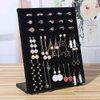 Homeanda Black Velvet L-Shaped 50 Slots Ring Earring Jewelry Display Tray Organizer Holder (L-Shaped 50 Slots-Black)