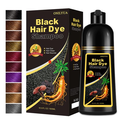 Black Hair Dye, Hair Dye Shampoo, Hair Color Shampoo for Men and Women, 3 in 1 Hair Dye Shampoo 16.9 Floz, Safe and Natural Shampoo Para Canas (Black)