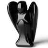 QINJIEJIE Black Obsidian Angel Crystals Healing Pocket Guardian Angel Decor Polished Healing Crystal Gemstone Carved Statue Peace Angel Figurine Spiritual Gift Meditation Protect for Angel Lover